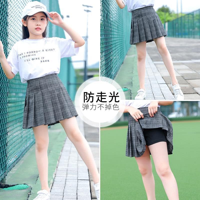 Meninas 2021 novo estilo saia plissada crianças estilo ocidental primavera saia xadrez meninas estilo Preppy primavera o