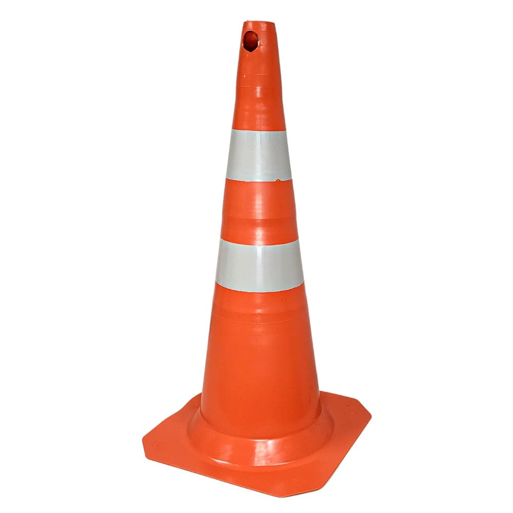 Cone De Pvc Rígido 75cm Sinalizador De Trânsito Obras Segurança Viária Laranja Visibilidade Plastcor Kit Profissional