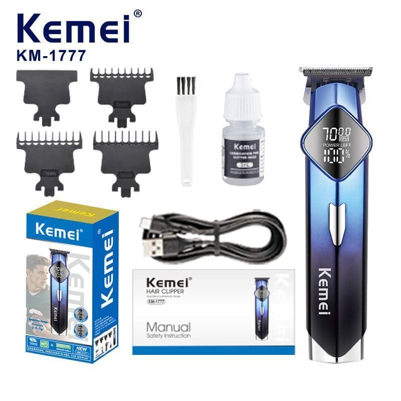 Máquina De Acabamento Kemei KM-1777 Sem Fio Recarregável Display LED Profissional