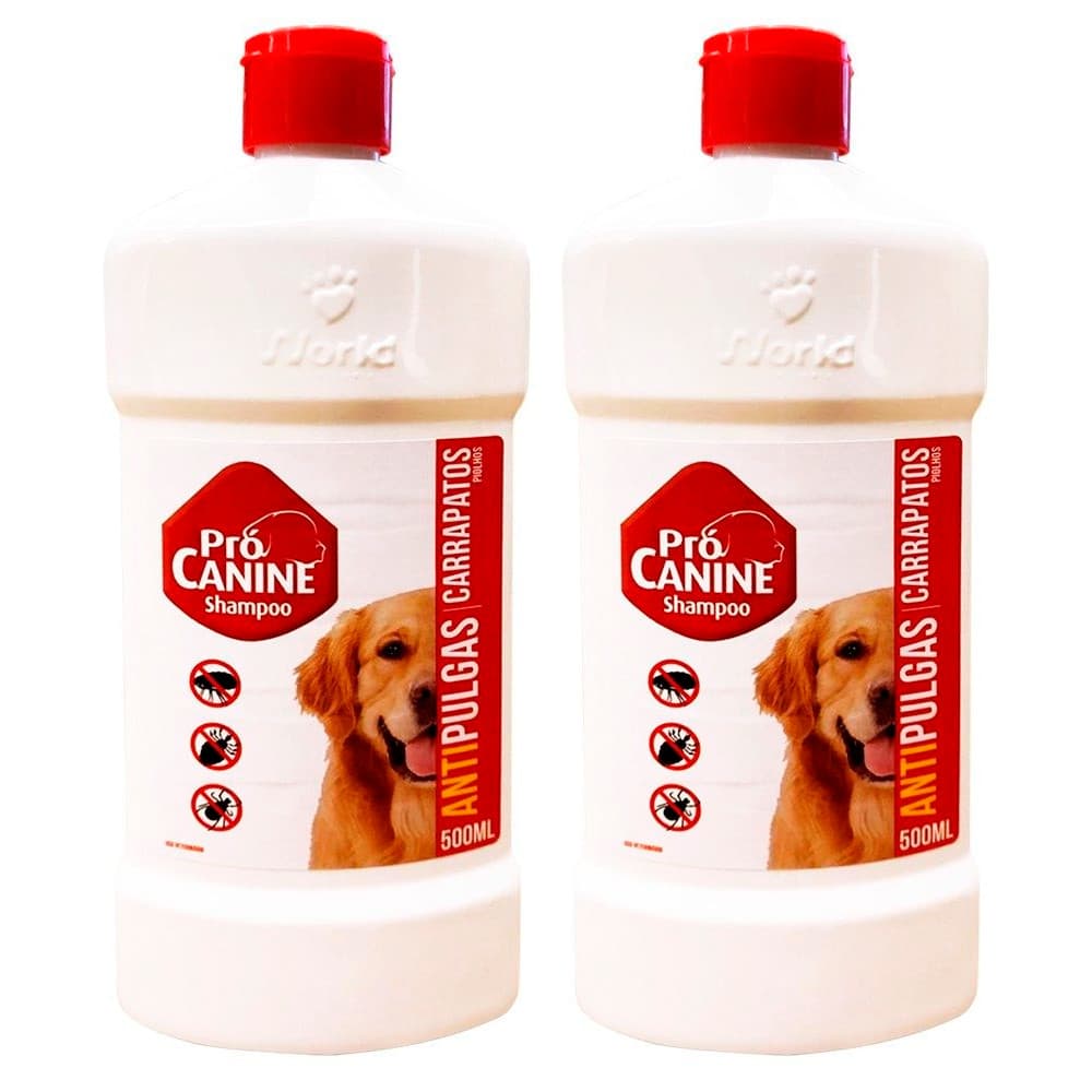 Kit 2 Shampoo ProCanine 500ml Anti Pulgas e Carrapatos para Cães