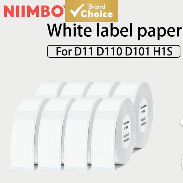 4 rolos de etiquetas brancas Niimbot para D11/D110/D101 12x40 mm à prova d'água e óleo, papel térmico sem resíduos de