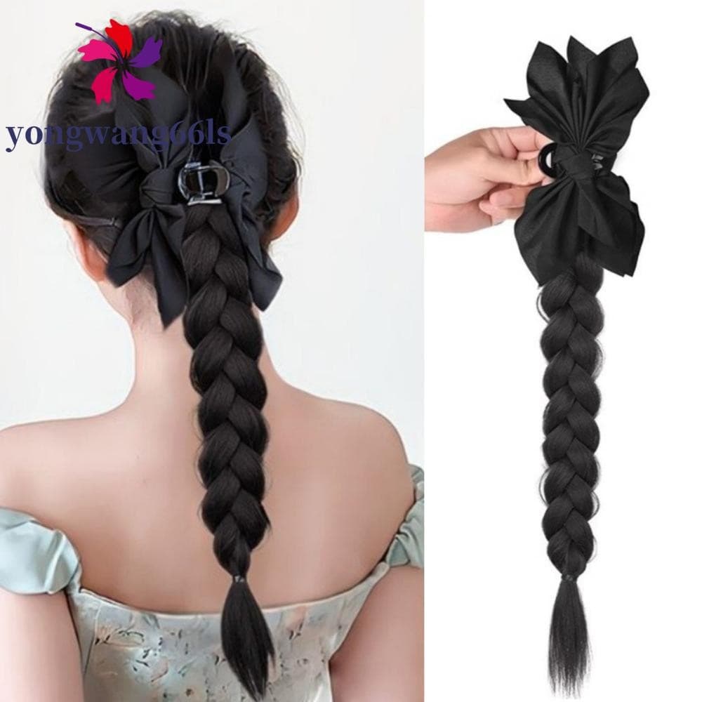 YONGWANG Arco Estilo Chinês Peruca , Boxe Trançado Hanfu Garra Clipe De Rabo De Cavalo , Natural Cheongsam Torção Trança