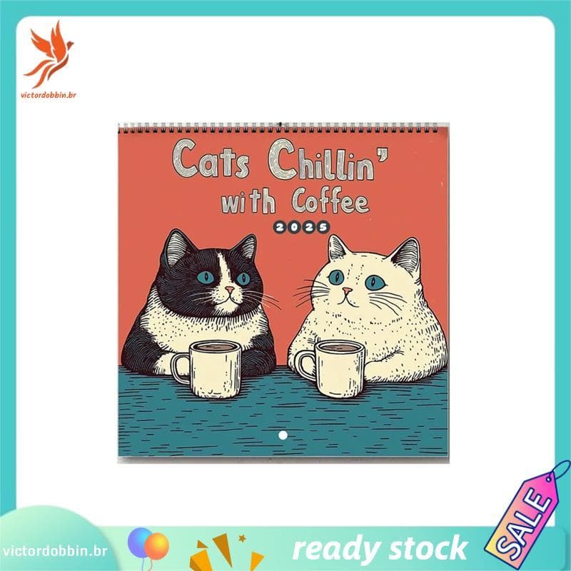 [victordobbin.br] Calendário Cat 2025-Cats'com Café 2025 De Para Doméstico