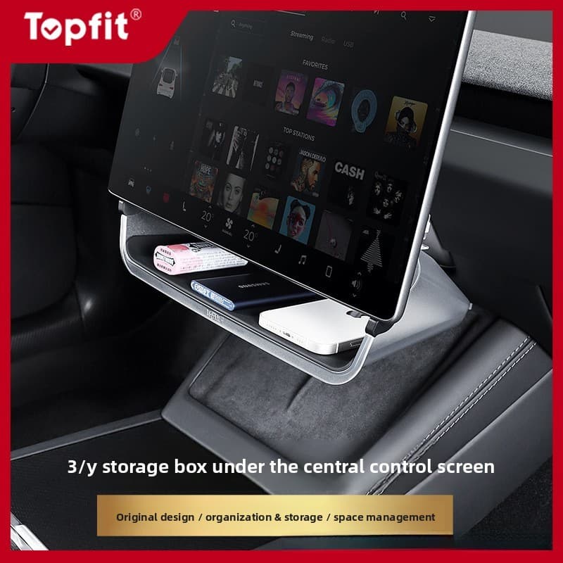 Adequado para Tesla controle Central sob caixa de armazenamento de tela Model3/Y bandeja do telefone móvel versão renova