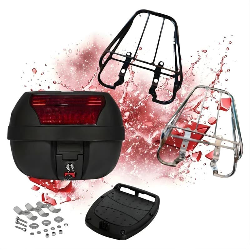Bagageiro Cg Titan 125 + Baú Bauleto 28 Litros 95 96 97 98 99 Preto Cromado