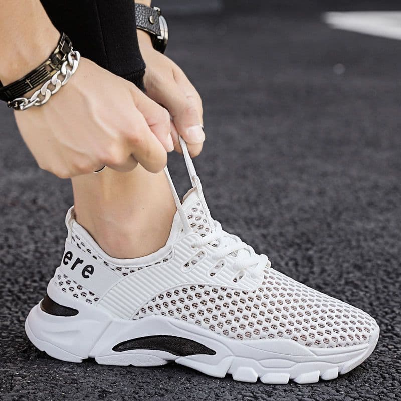 Primavera Respirável Oco Verão Sapatos Masculinos Na Moda De Malha Esportes Pai