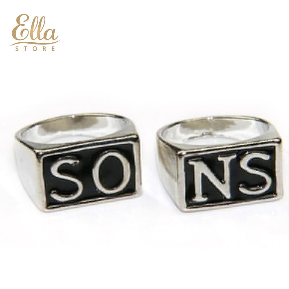 Conjunto de dois anéis de casal em aço inoxidável, estilo punk Sons of Anarchy - Presente de joalheria J3NN DAZ8
