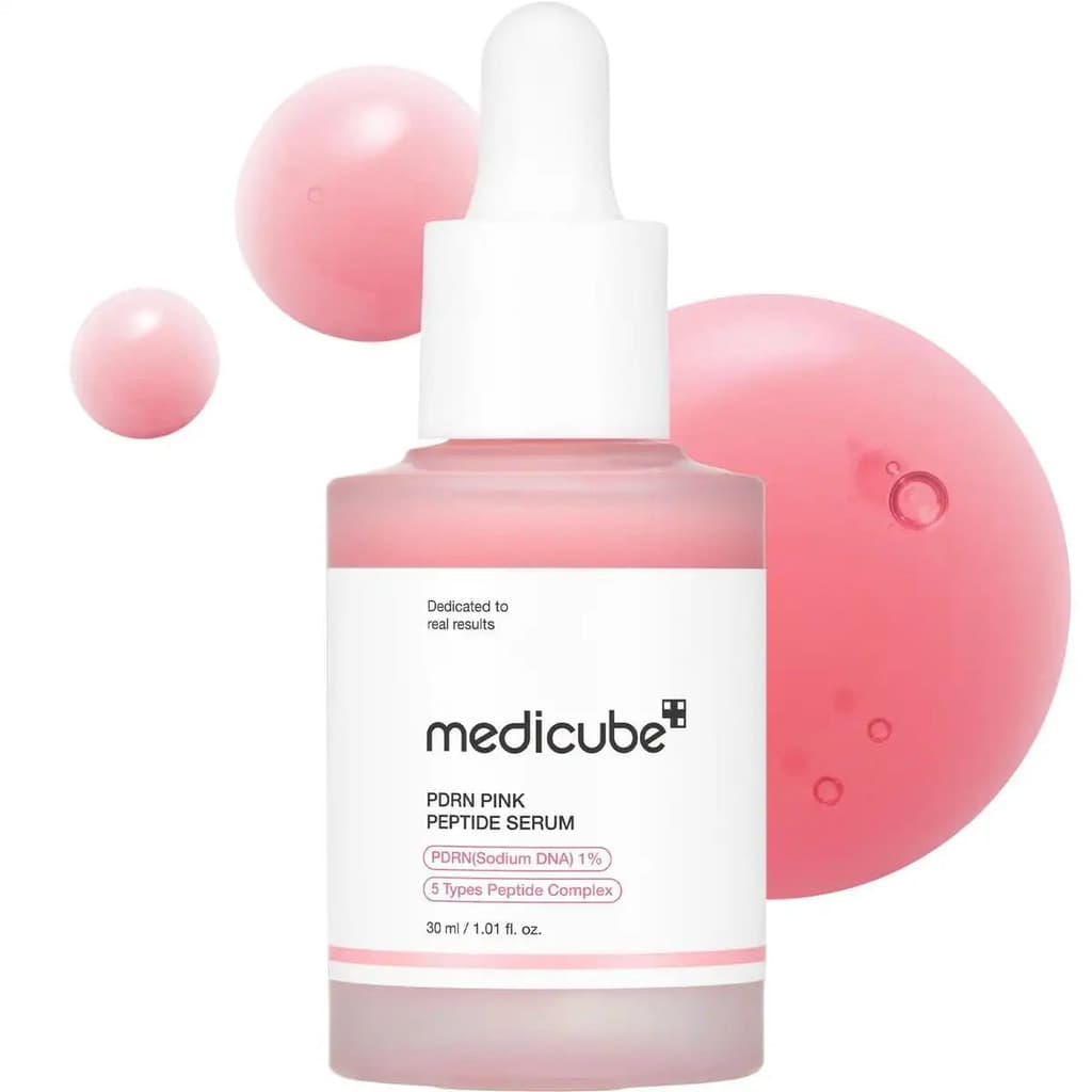 [medicube] Sérum de Peptídeos PDRN Rosa |     Sérum Rosa Radiante |     DNA de Salmão, PDRN de Salmão, Peptídeos, Tom d