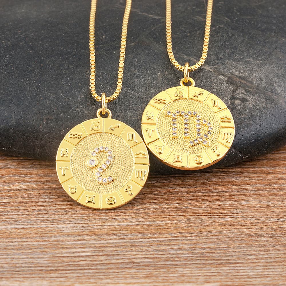 Novo Colar De 12 Pingentes Constellation Drop Pendant Jóias Com Ouro Gargantilha De Aniversário Para Mulheres Homens