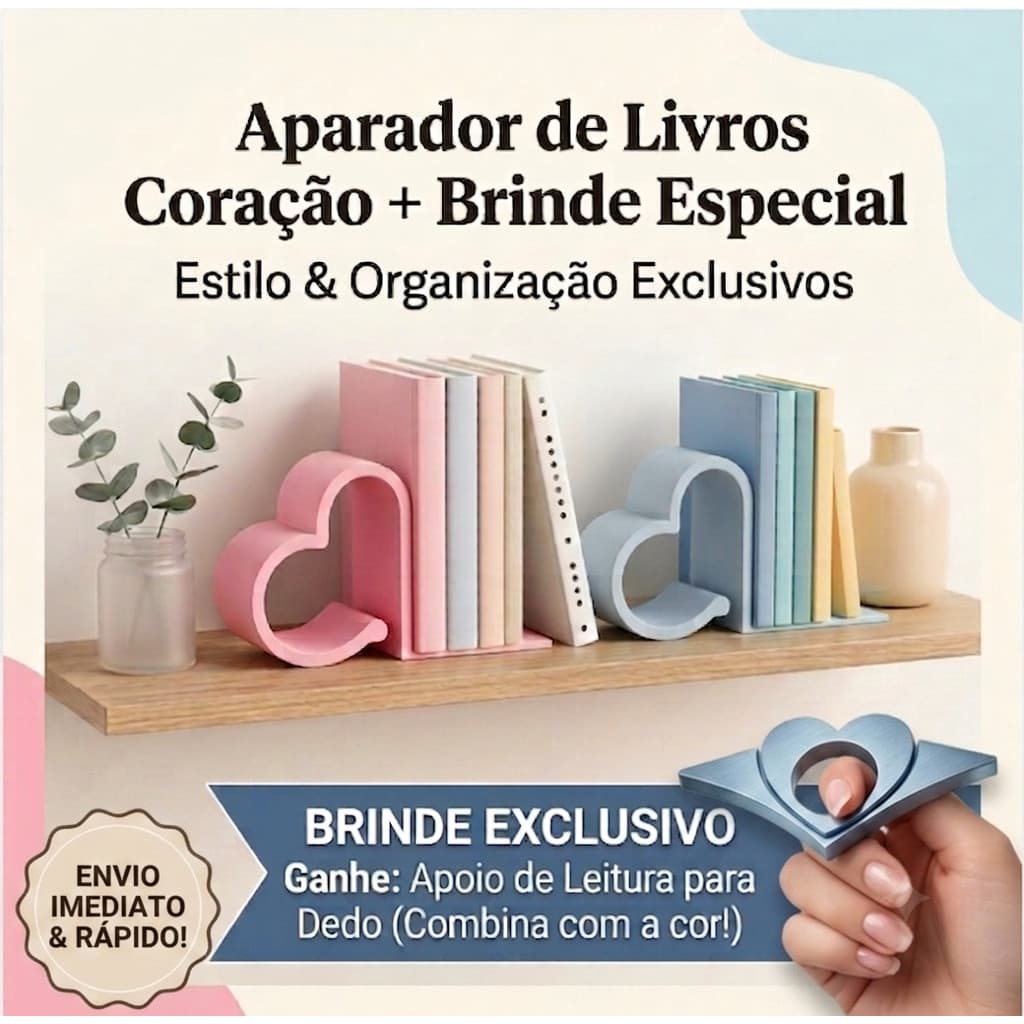 Aparador De Livros Coração Suporte De Prateleira Com Brinde Par Aparador Decor Quarto Escritório Infantil