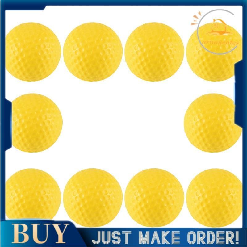10pcs Bola De Golfe PU Elástica Macia Amarela Para Prática Interna