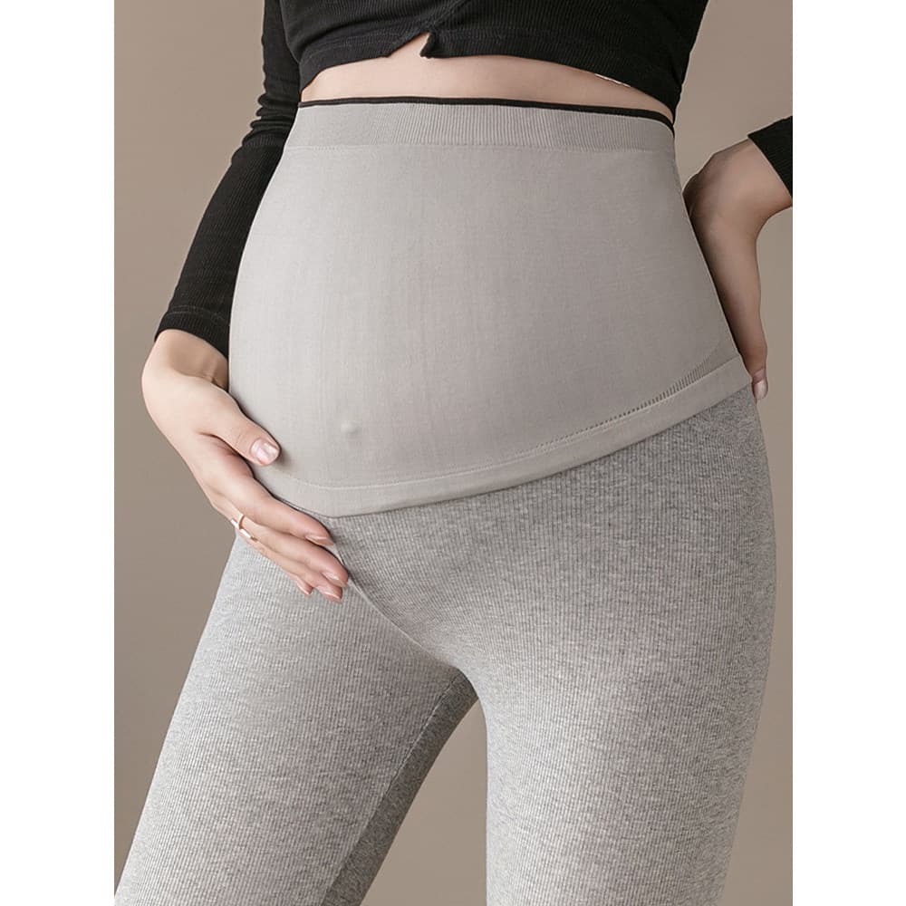 Mulheres grávidas Leggings de algodão puro primavera outono quente fino ajuste cintura alta levantamento de barriga não-