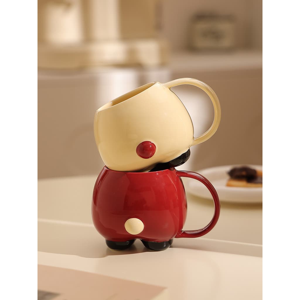 Criativo em relevo pequena cauda caneca de alto valor casal copo de café doméstico cerâmica Underglaze colorido copo ver