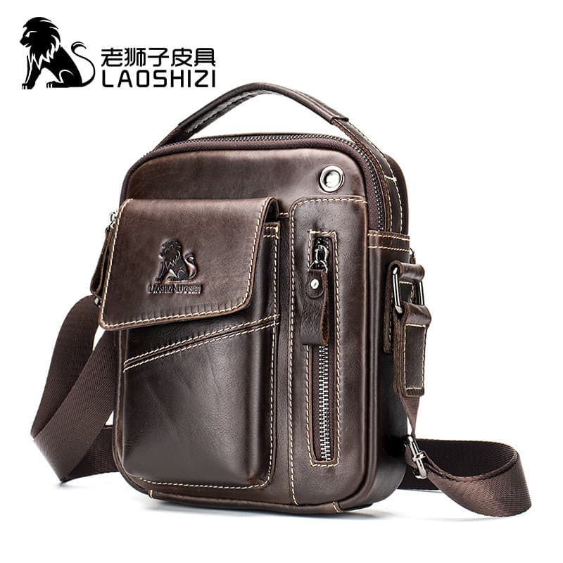 Novo Retro portátil masculino primeira camada de couro frente saco do telefone móvel couro genuíno esportes casuais de u