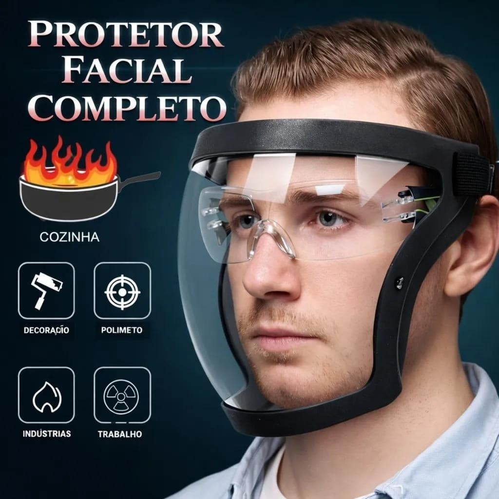 Máscara Facial Protetora com Filtro PM2.5 Anti Respingo para Cozinha, Limpeza e Uso Doméstico