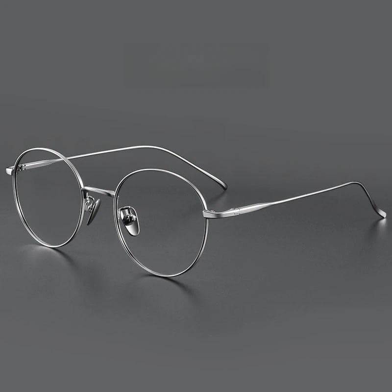 Óculos Redondos Retro Confortáveis e Elegantes em Titânio Puro, Armações de Luxo para Homens com Prescrição KQSN