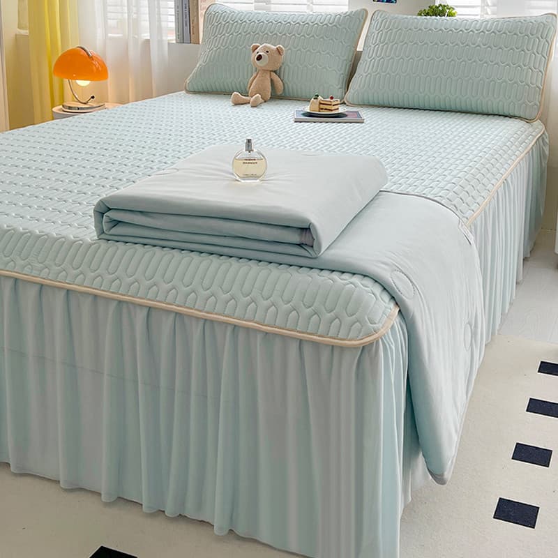Saia de cama simples estilo princesa estilo látex tapete legal colcha de verão conjunto de três quatro peças verão domés