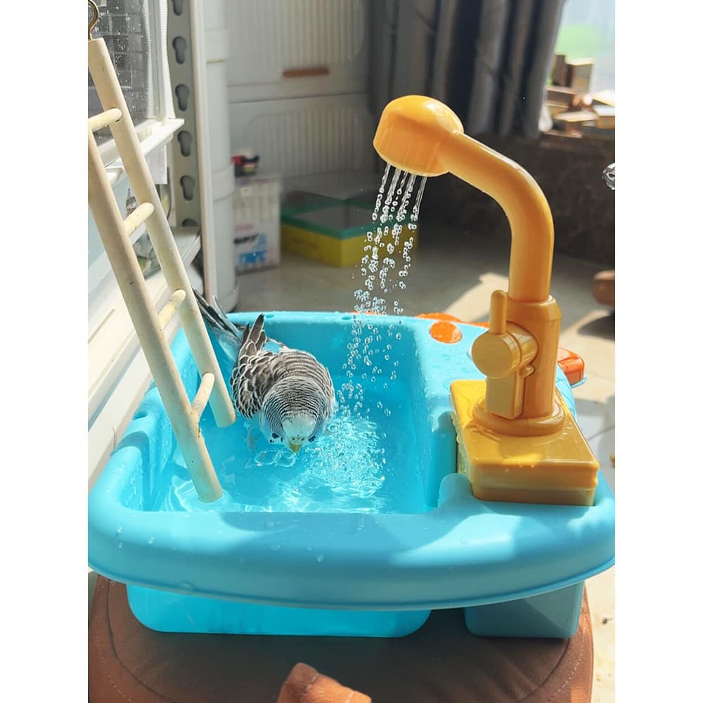 Banheira de papagaio para animais de estimação, banheira de chuveiro autoatendimento, ferramenta útil para banho de páss