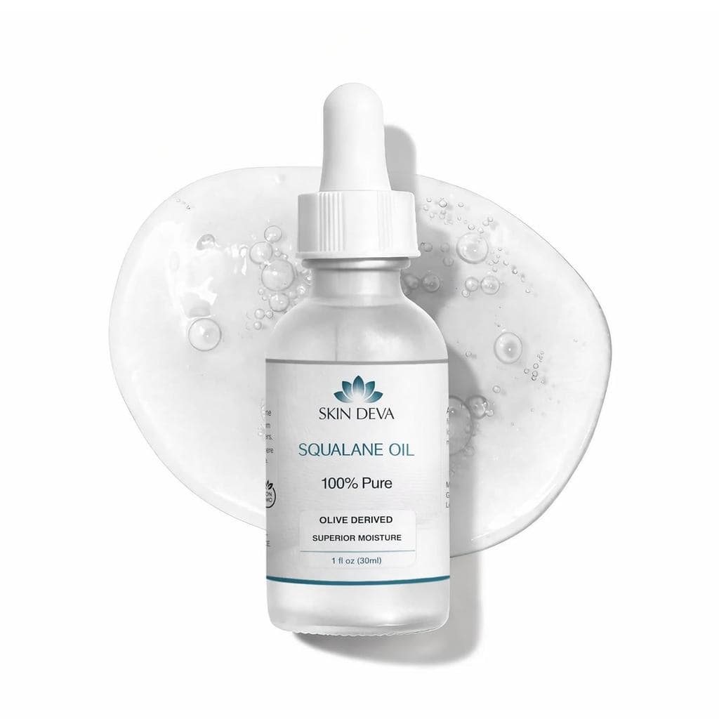 SKIN DEVA Óleo de Esqualano 100% Puro Orgânico 1 oz Óleo Facial Leve, Não Oleoso, Hidratante, Óleo de Beleza Orgânico de