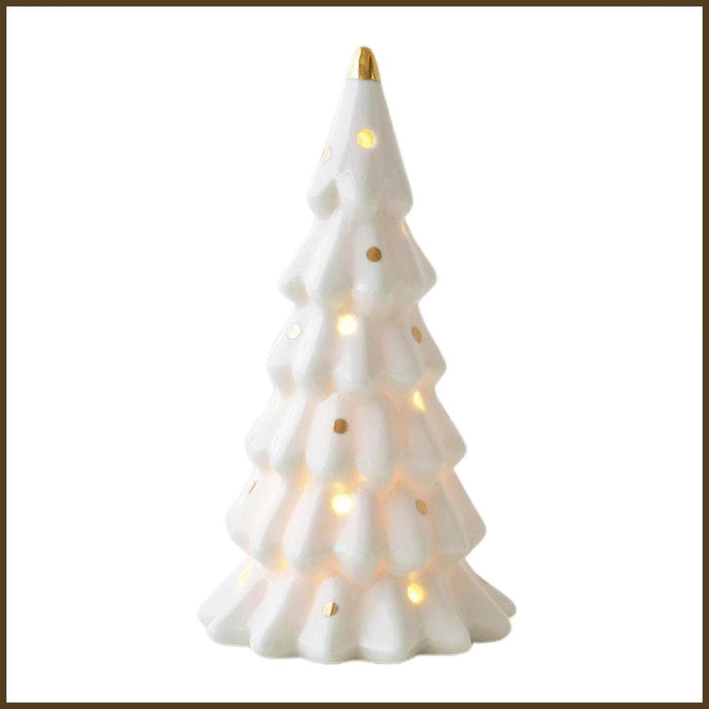 Escultura De Natal De Cerâmica Mesa Iluminado Ornamento Removível Decorativo Oco Luzes Da Noite sentanebr