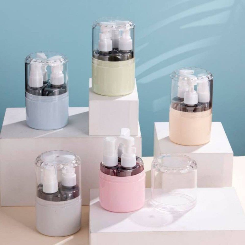 Kit 3 Frascos Spray Plástico Shampoo Creme Perfume Reutilizável Líquido Viagem Necessaire