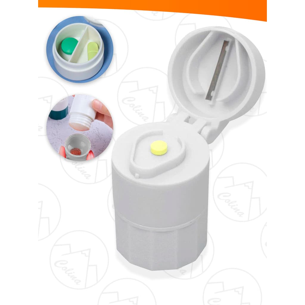 Porta Comprimido Multiuso Com Cortador E Amassador Armazenamento Duplo  Nano Shop