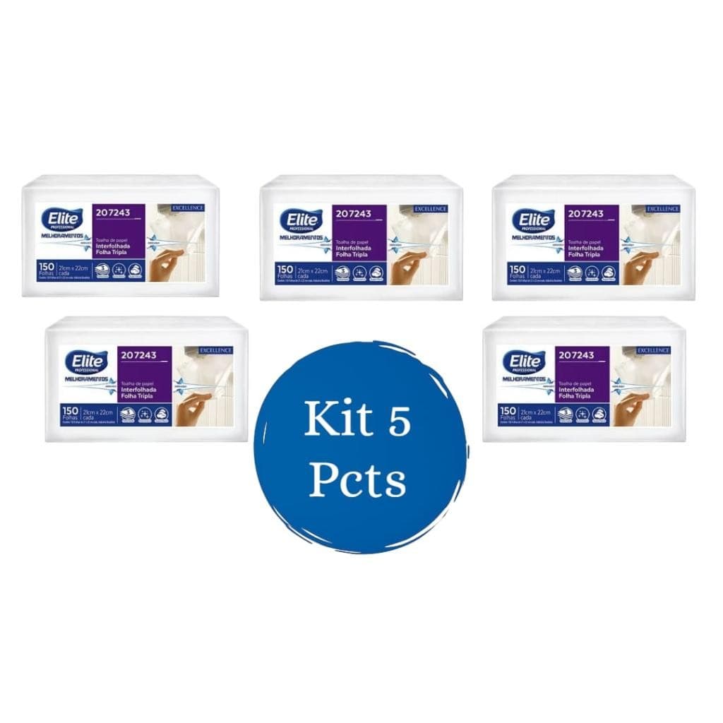 Kit 5 Papel Folha Tripla Interfolhado Elite