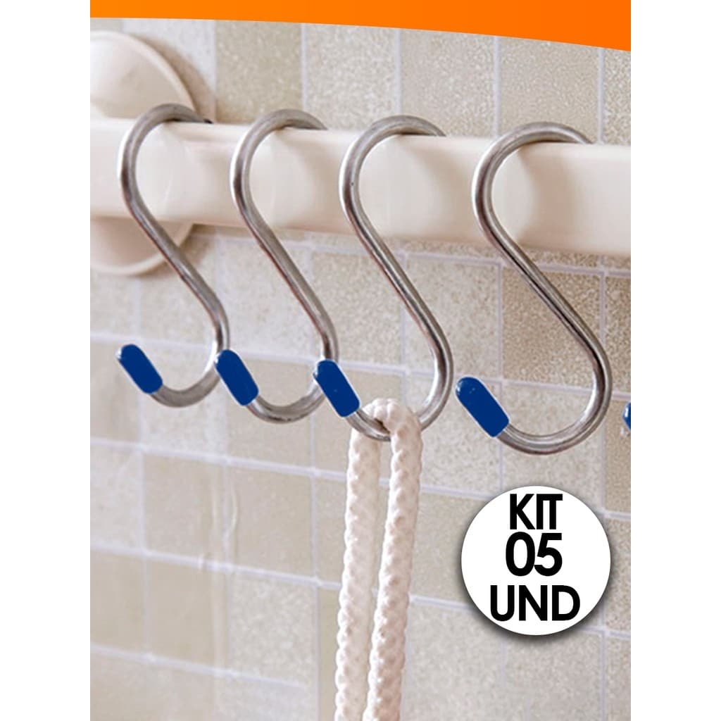 Kit Com 5 Ganchos Multiuso Em Formato S Organizador Banheiro Cozinha Quarto  Nano Shop
