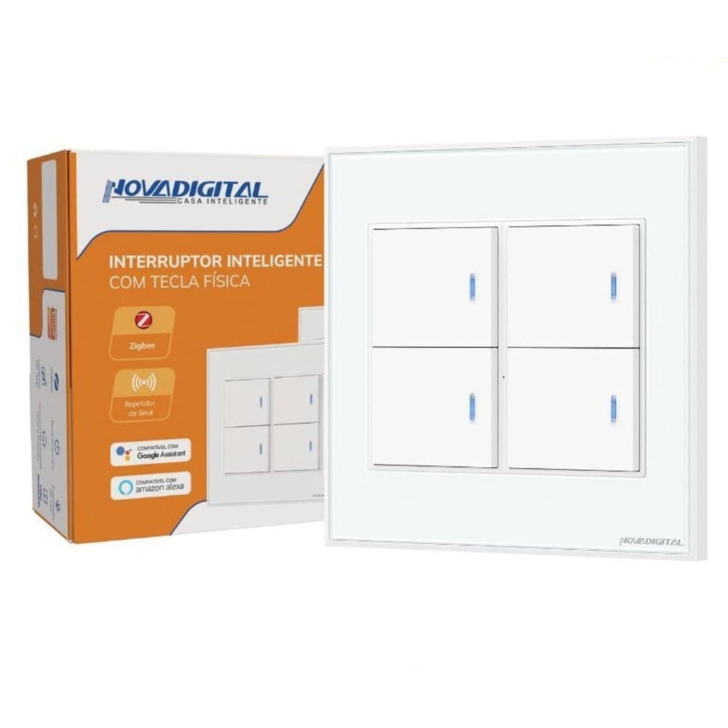 Interruptor com 4 Teclas Físicas Zigbee Branco 4x4
