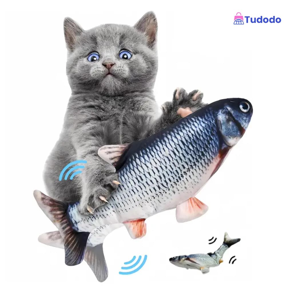 Peixe que Balança o Rabo para Gatos - Brinquedo Eletrônico com Carregamento via USB