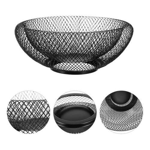 Fruteira Mesa Cesta De Frutas Aramado Metalizado Preto