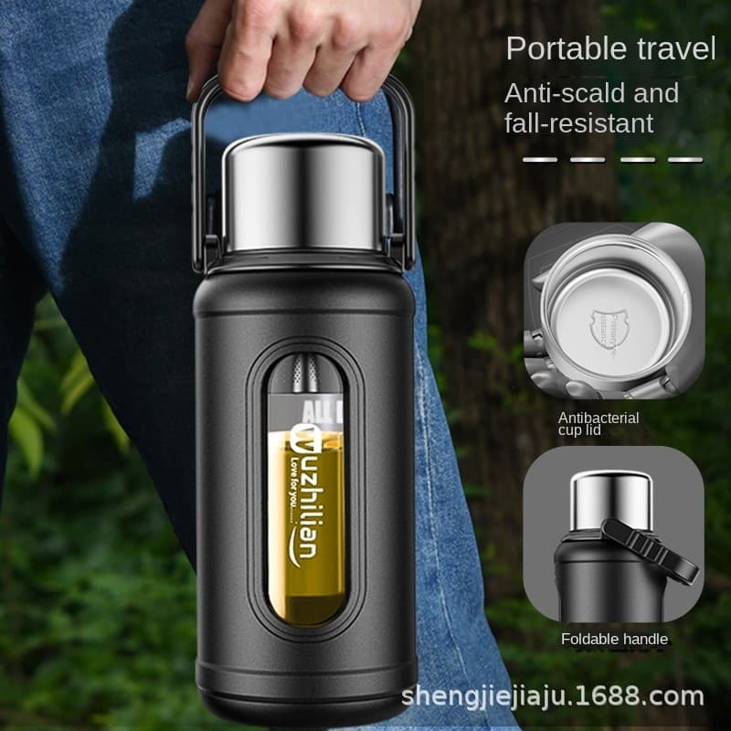 Copo de vidro de grande capacidade 2.000ml ao ar livre resistente a choques esportes copo de água masculino resistente a