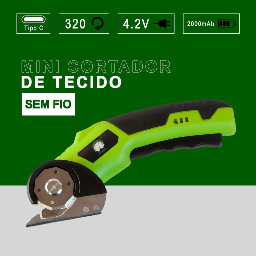 Cortador de Tecido Portátil a Bateria Recarregável Couro Plástico
