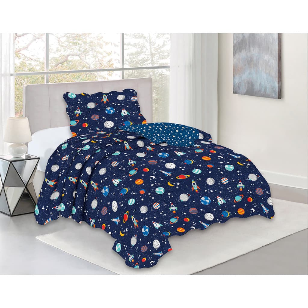 Colcha Solteiro Cobre Leito Jolitex Infantil Personagem Patchowork Matelassada 2 Peças 1,60mx2,40m