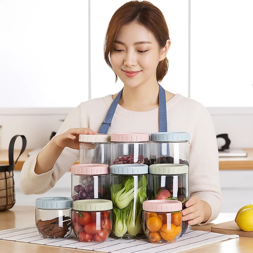 Kit 3 Potes Frascos Conserva Vasilha Alimentos Temperos Armazena Tigela Plástico Marmita Fruta Casa