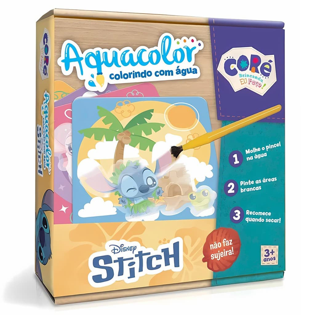 Kit De Pintura Stitch Disney Pintando Com Água Kit Aquacolor Com Pincel Cartela - Toyster