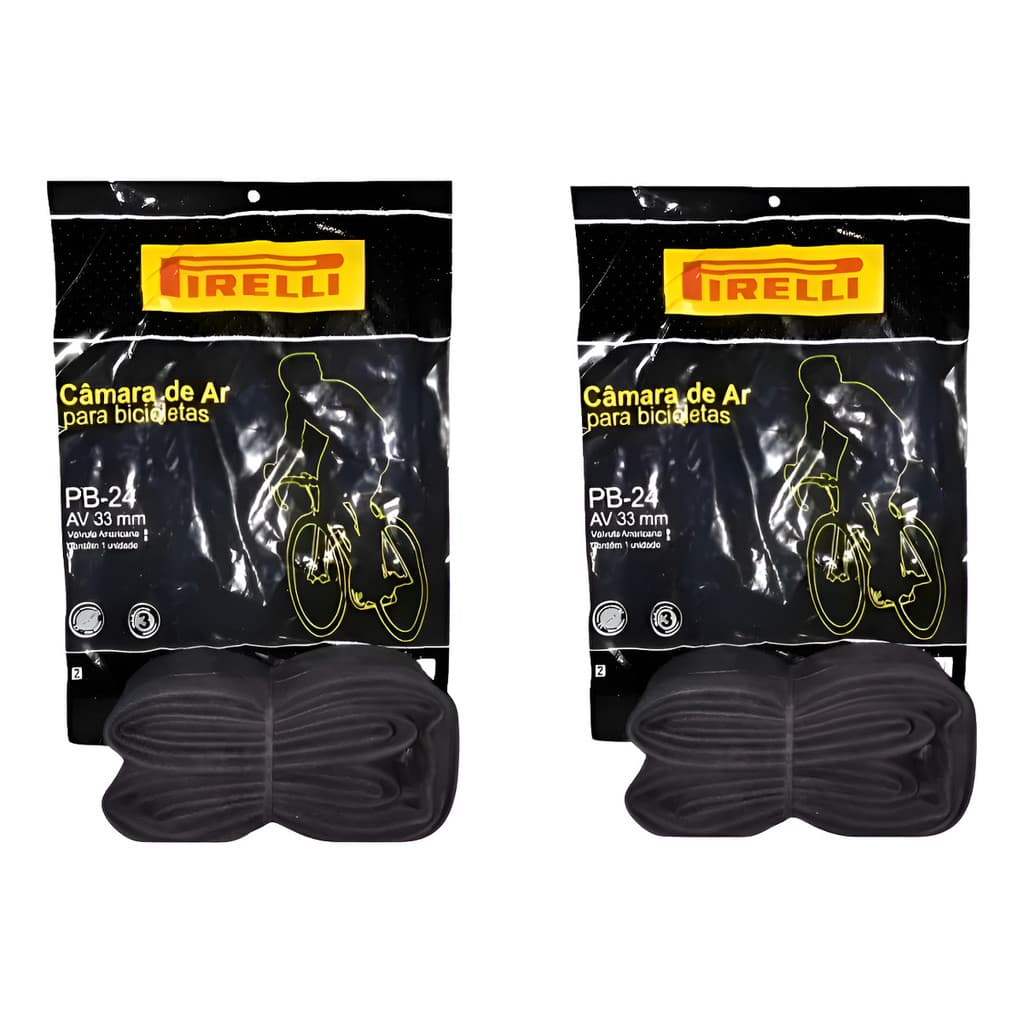 Kit 02 Câmaras De Ar Cadeira De Rodas Bike Pirelli Aro 24x1 3/8 Bico Grosso
