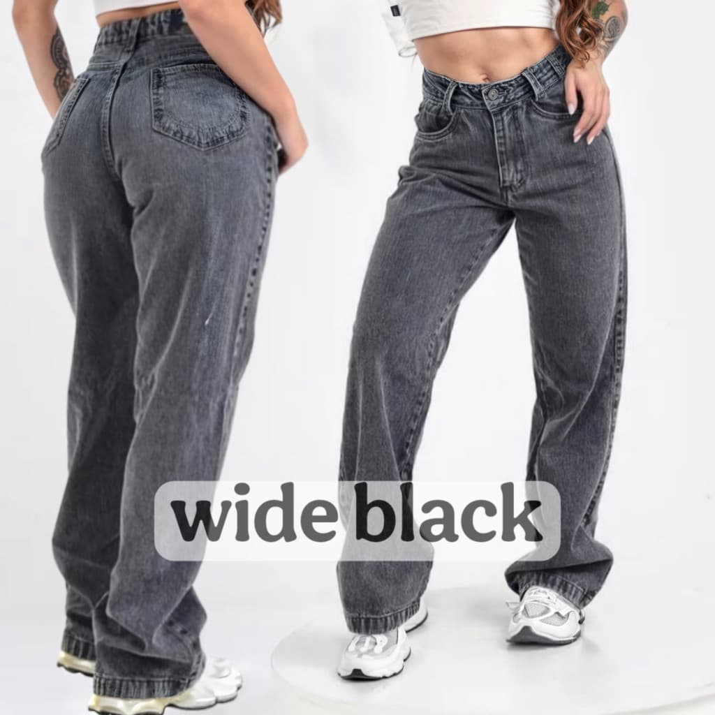Calça Jeans Feminina Wide Leg Cintura Alta – Legging Jeans Ajustada