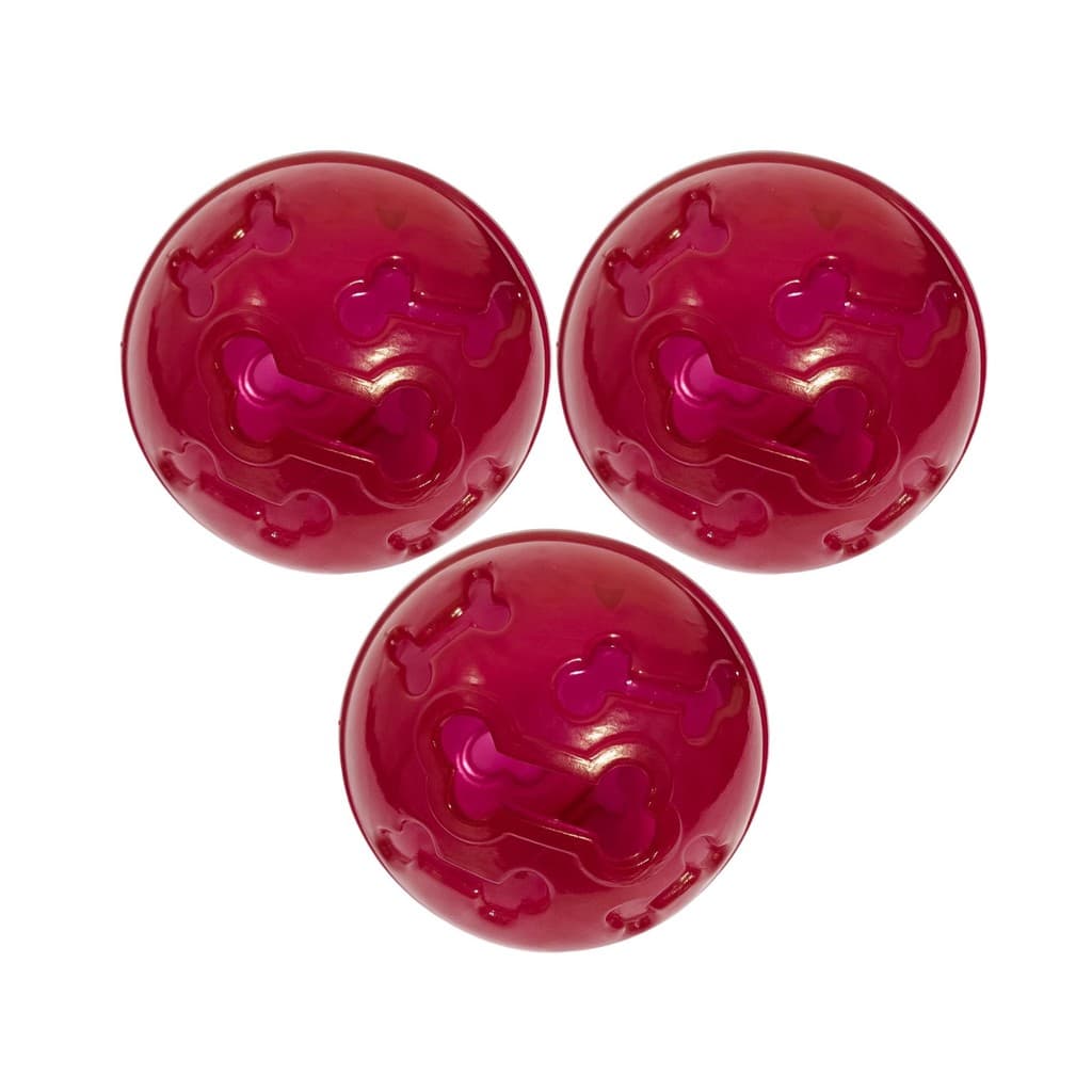 Kit 3 Bola Petisco Interativo Vermelho Neon 11cm Free BPA Brinquedo Resistente