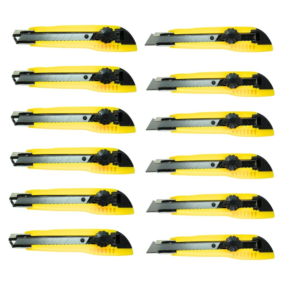 Kit com 12 Estiletes Seller P-600 18mm – corte profissional, corpo PSAI reforçado em aço, trava giratória screw-lock