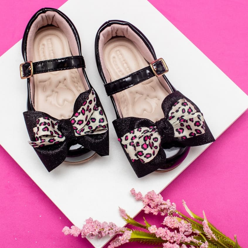 Sapatilha Infantil Menina Laço Onça Delicada Confortável Palmilha Soft 22 ao 32 Promoção Moda