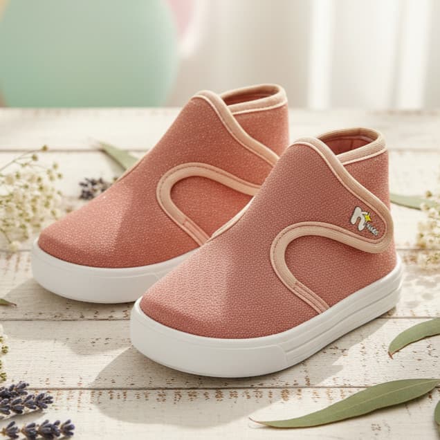Bota Calce Fácil Brilho Glitter Infantil Slip on Confortável Rosa Salmão
