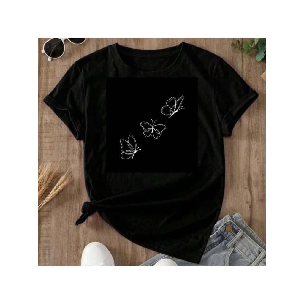 Camiseta T-shirt Love Coração Tendencia Babylook Blusa Feminina 100% Algodão Borboleta