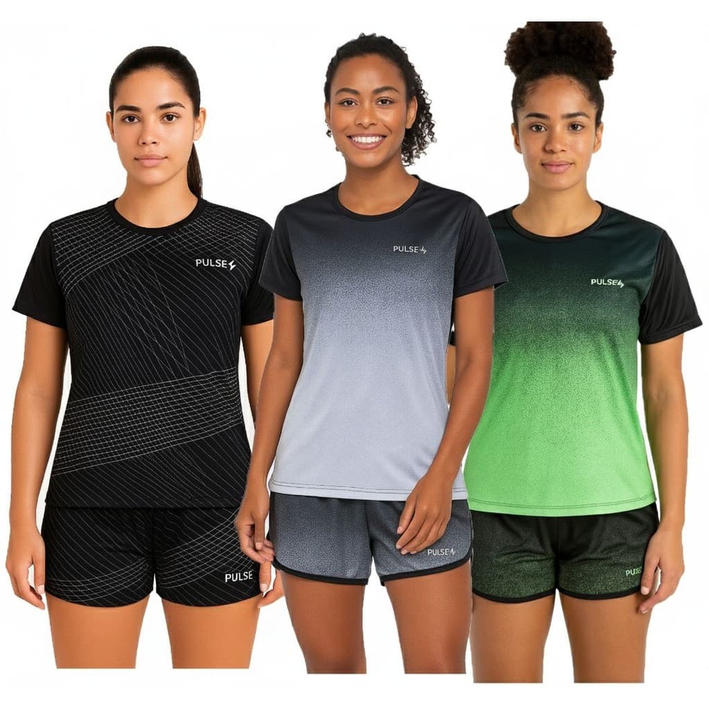 Kit 3 Camisetas Mc Fitness Feminina Lote Dry Treino Academia Slim Manga Curta Secagem Rápida