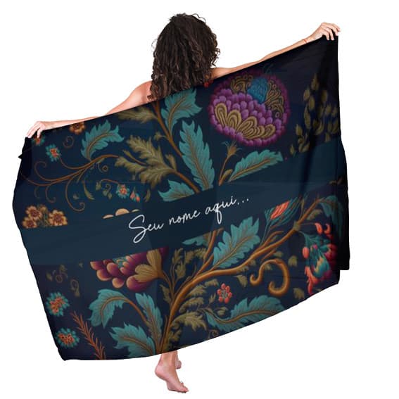 Canga Saida de Praia com nome personalizado 90x140cm