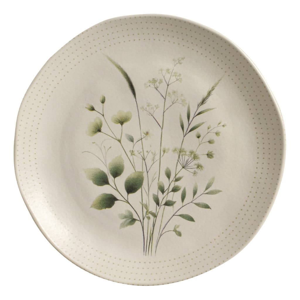 Conjunto 6 prato Raso Porto Brasil Cerâmica Orgânico Ammi Floral Lisa
