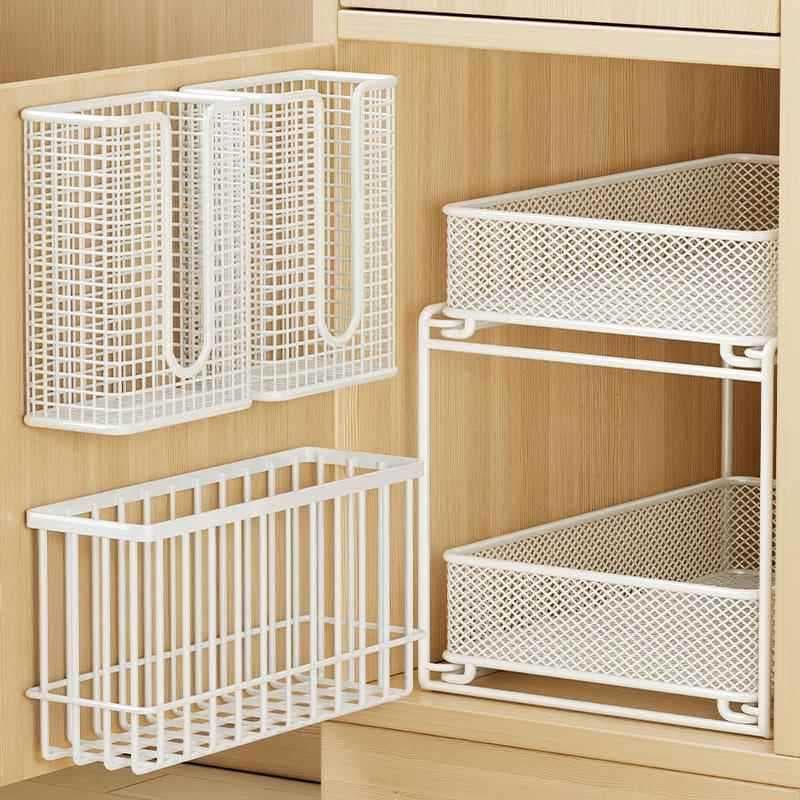 Prateleira de armazenamento para porta de armário de cozinha, caixa de armazenamento de plástico, porta geral do armário