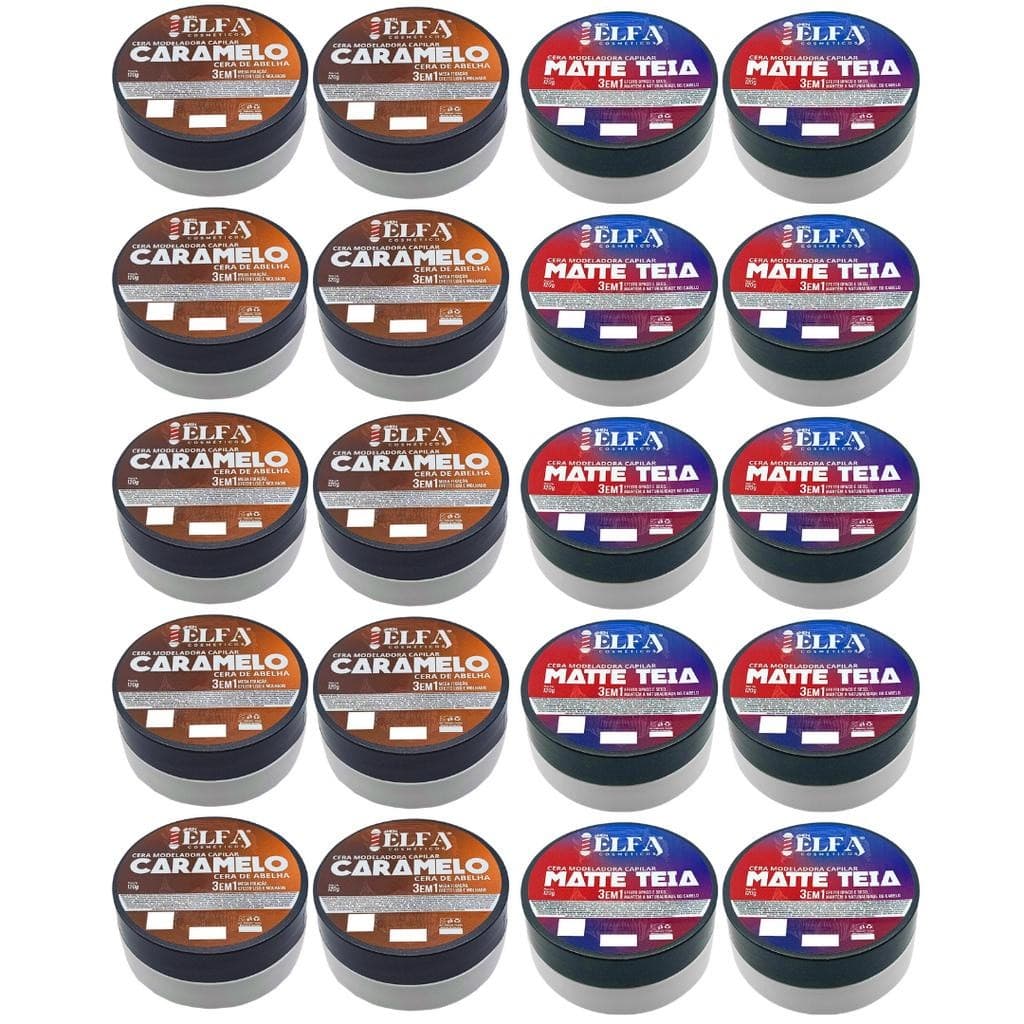 20 Ceras Modeladoras Capilar  Caramelito e Matte teia - 120g Elfa 4men