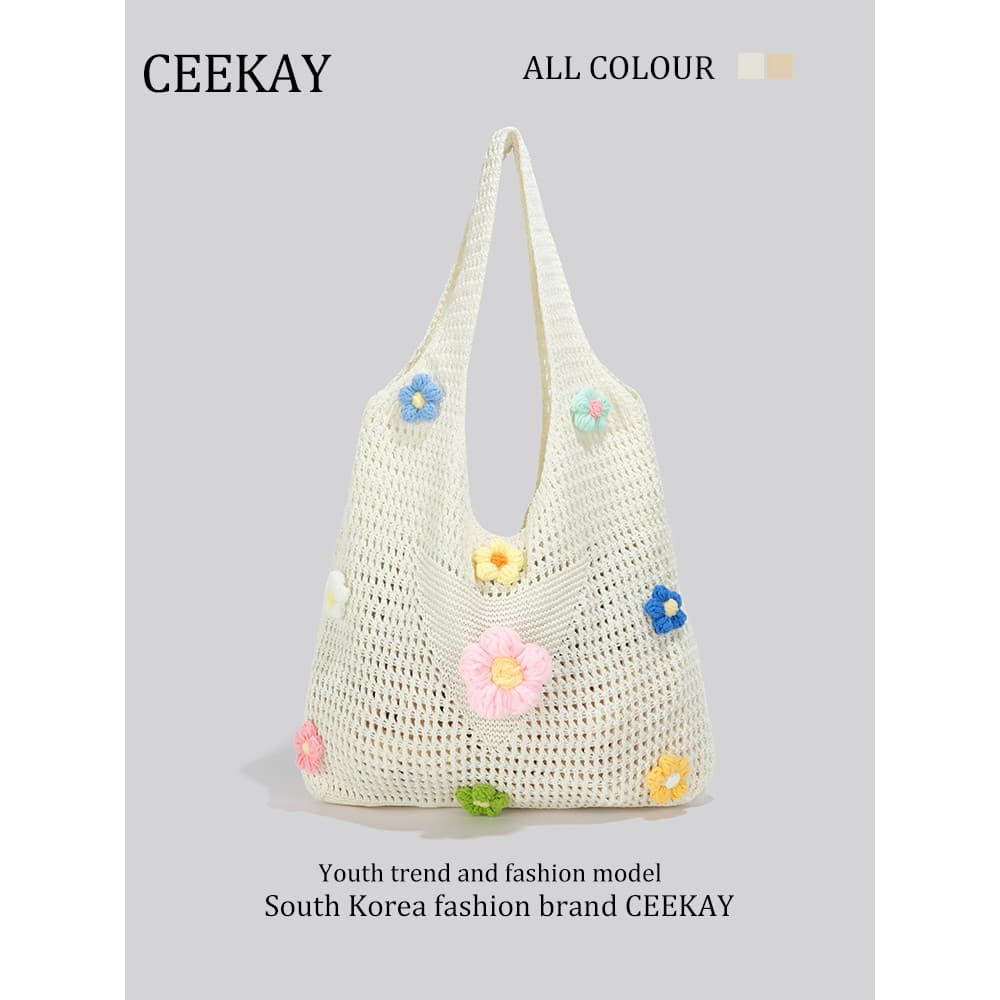 CEEEKAY Original férias à beira-mar preguiçoso sensação solta tecido saco sacola feminina grande capacidade palha sacola