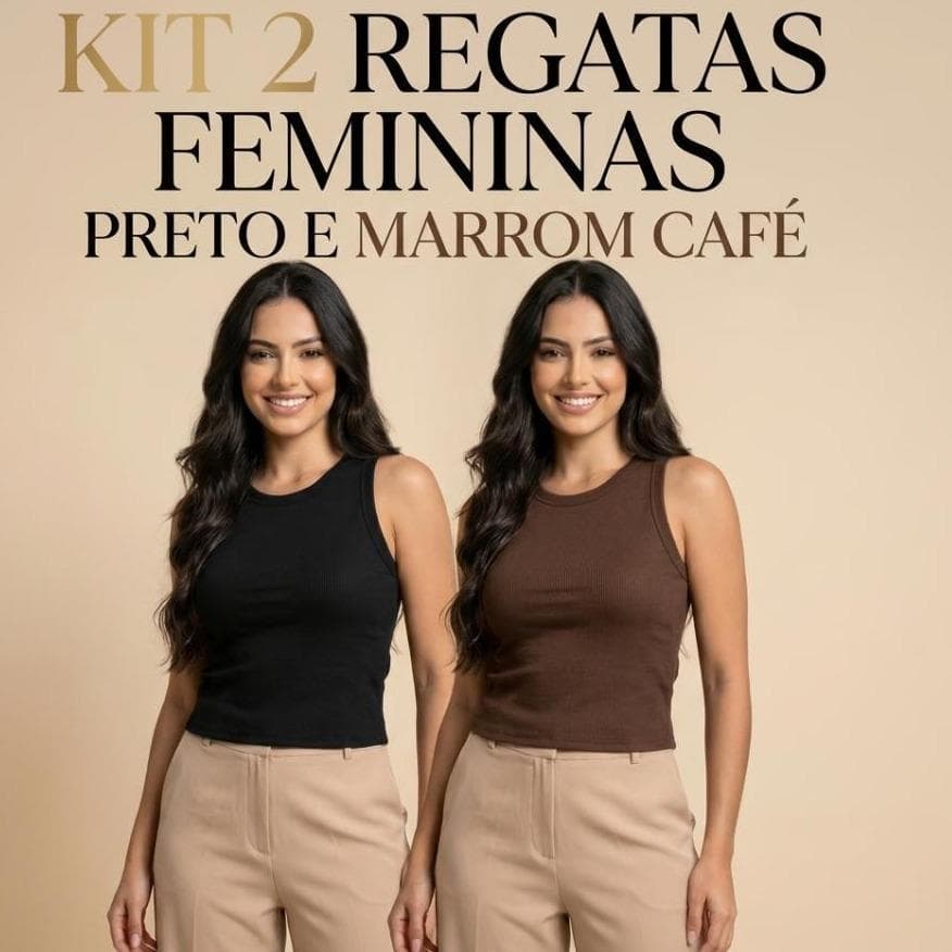 Kit 2 Regatas Femininas Caneladas Ribana Premium Básicas Gola Redonda Confortáveis
